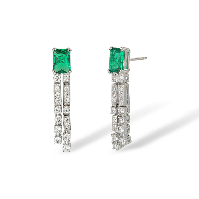 Helin Green Rectangular Drop Earrings