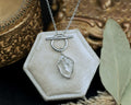 Product photo of Rhodium Plated Herkimer Diamond Quartz Necklace with a 925 Sterling Silver base