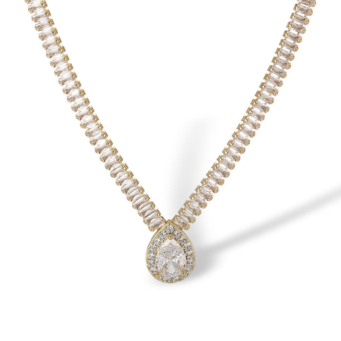 Hermia 14K Gold Baguette Teardrop Necklace