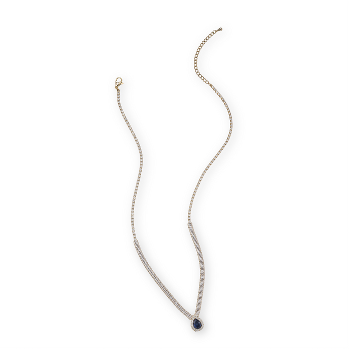 Hermia 14K Gold Baguette Teardrop Necklace