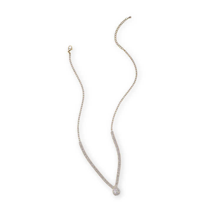 Hermia 14K Gold Baguette Teardrop Necklace