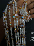Hope- White & Champagne crystal WaistBead | Luxury Crystal Waist Bead | Tie On | 45”