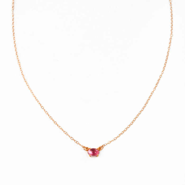 Horizontal Oval Cabochon Prong-Set Birthstone Necklace