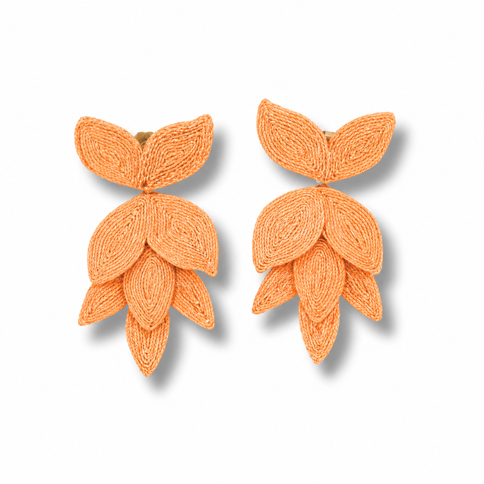 Horn Raffia Flower Earring