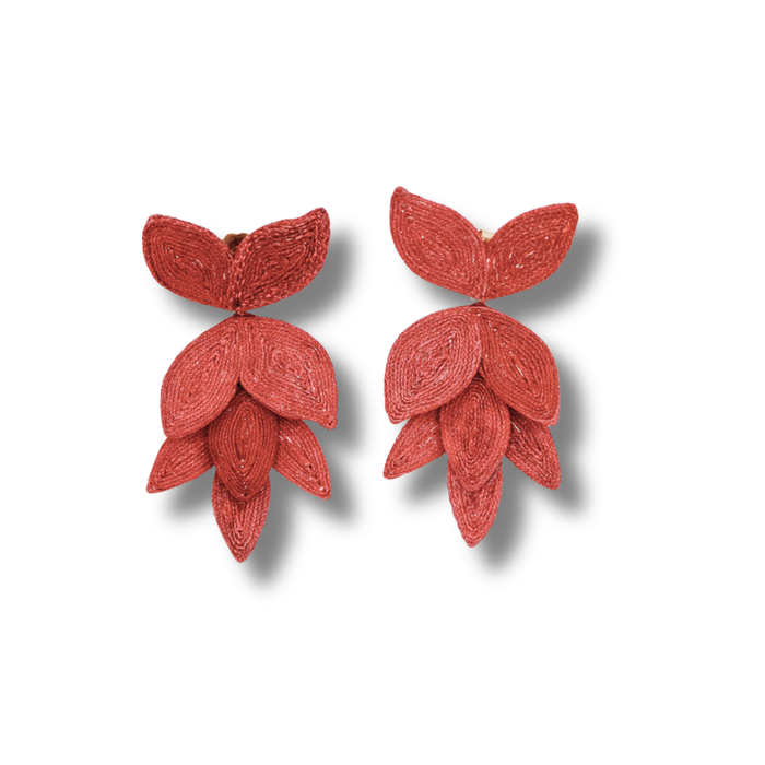Horn Raffia Flower Earring