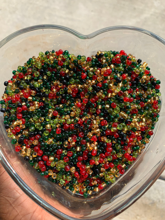Christmas inspired mix- Glass Beads Size 6mm or bigger,  Seed Beads Bulk