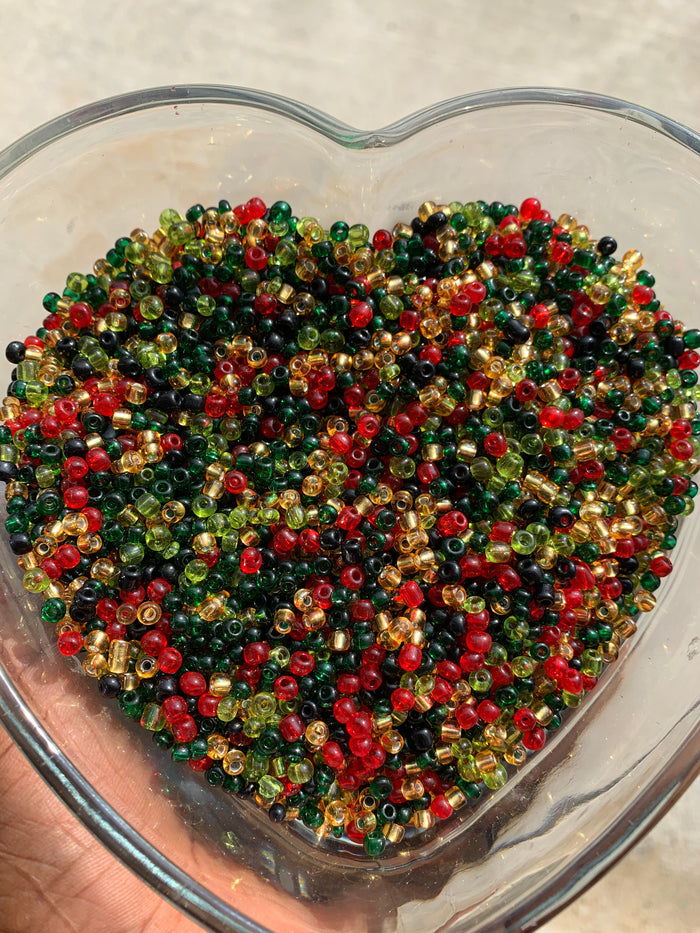 Christmas inspired mix- Glass Beads Size 6mm or bigger,  Seed Beads Bulk