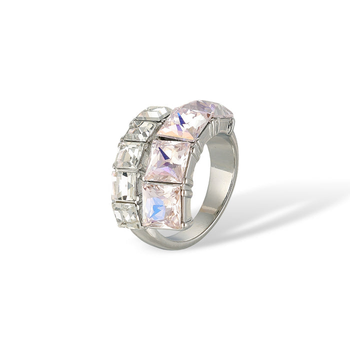 Irmtrud Pink Dual Row Square Open Ring