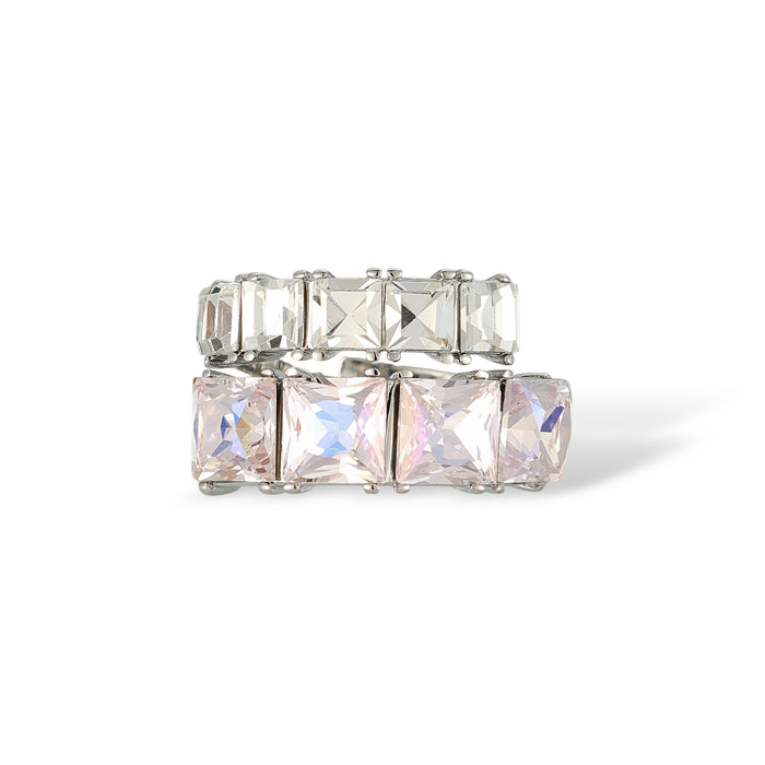 Irmtrud Pink Dual Row Square Open Ring