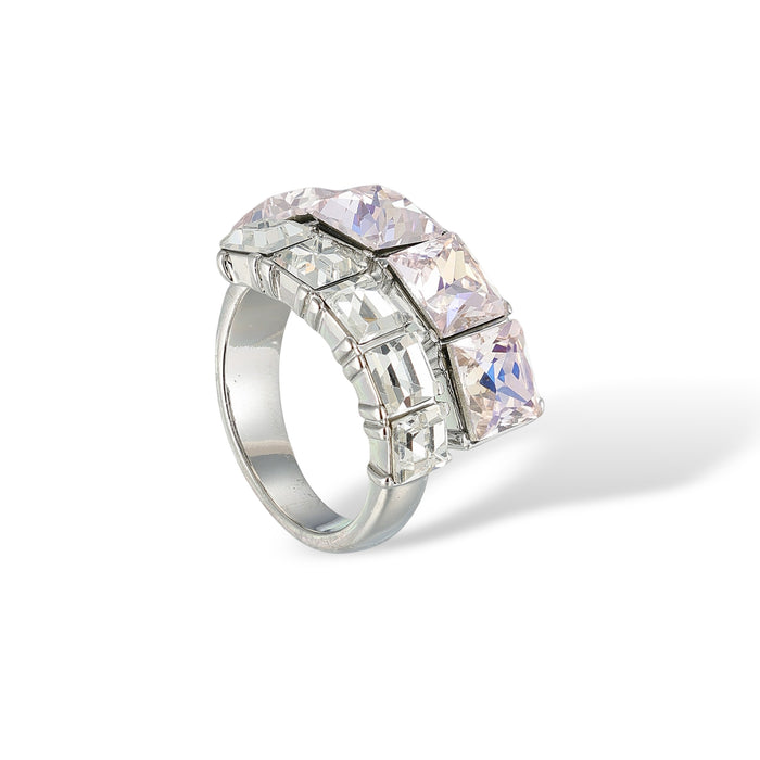 Irmtrud Pink Dual Row Square Open Ring
