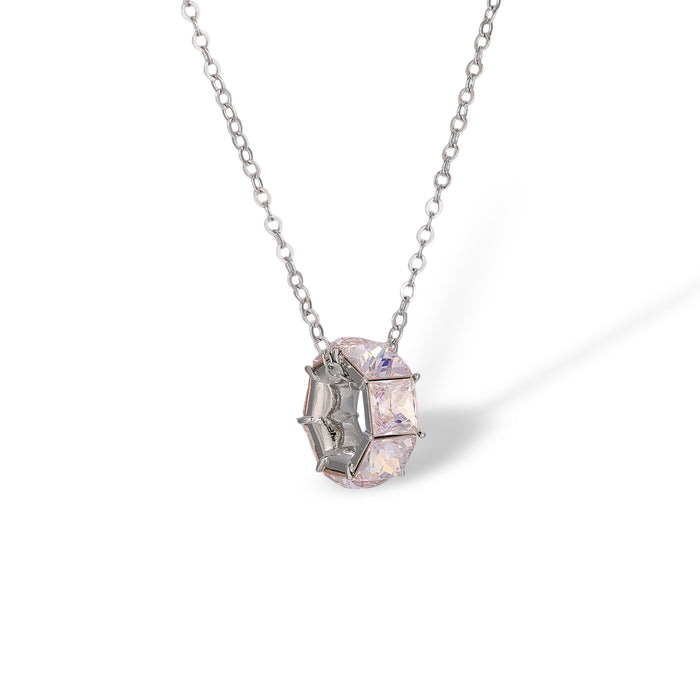 Irmtrud Pink Hollow Circular Necklace