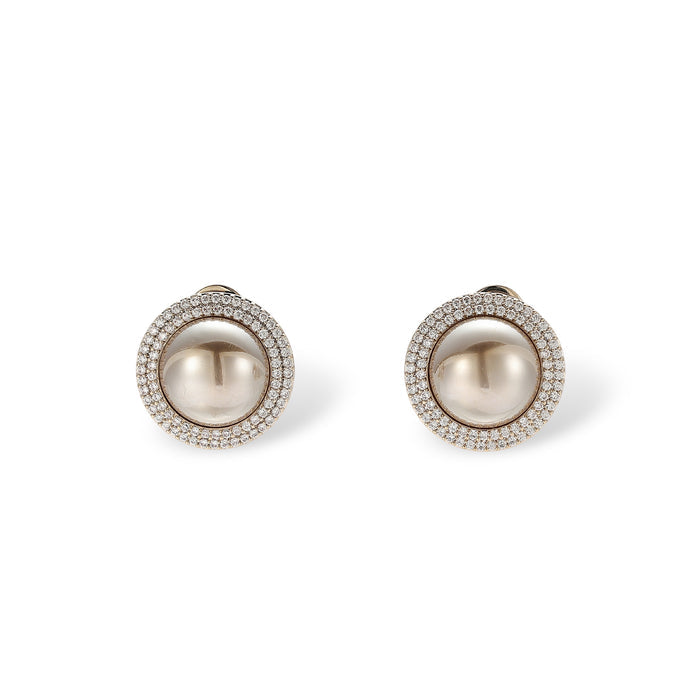 Isadorine Coffee Gold Pearl Earrings