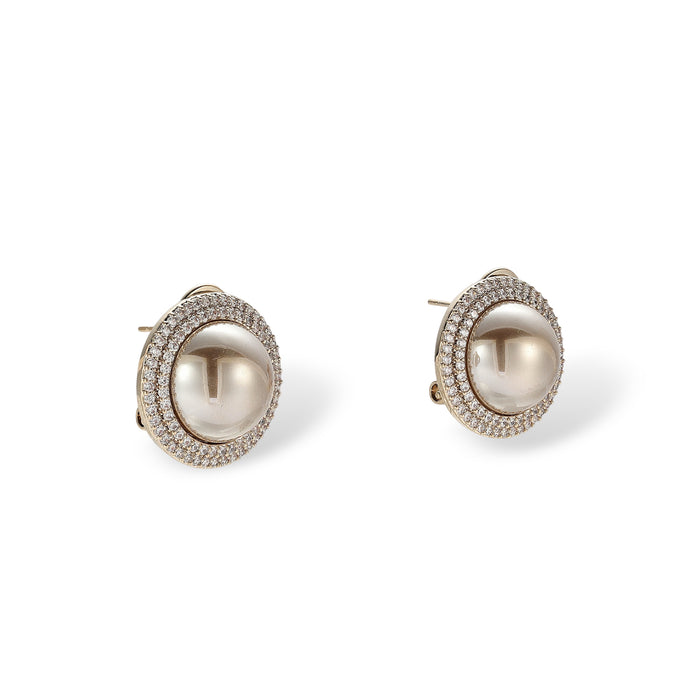 Isadorine Coffee Gold Pearl Earrings