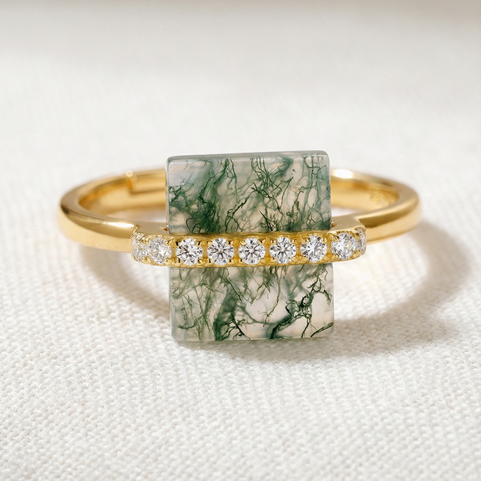 Isalou Green Moss Square Open Ring