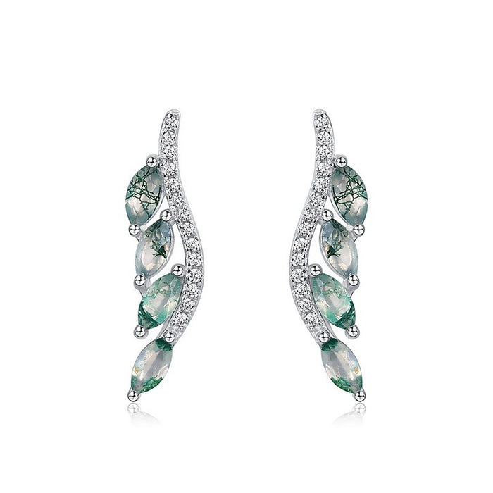 Isoline Moss Green Leaf Earrings