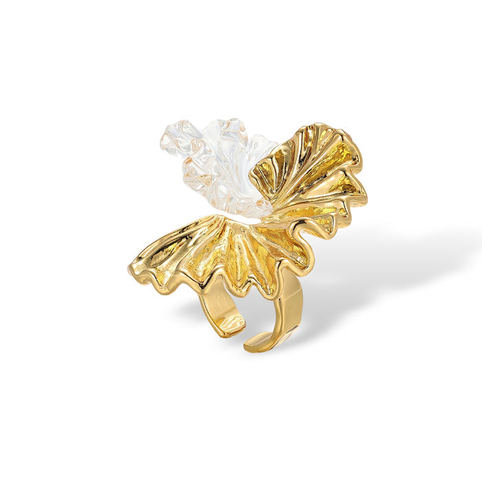 Italienne 18K Gold Ruffled Petal Open Ring