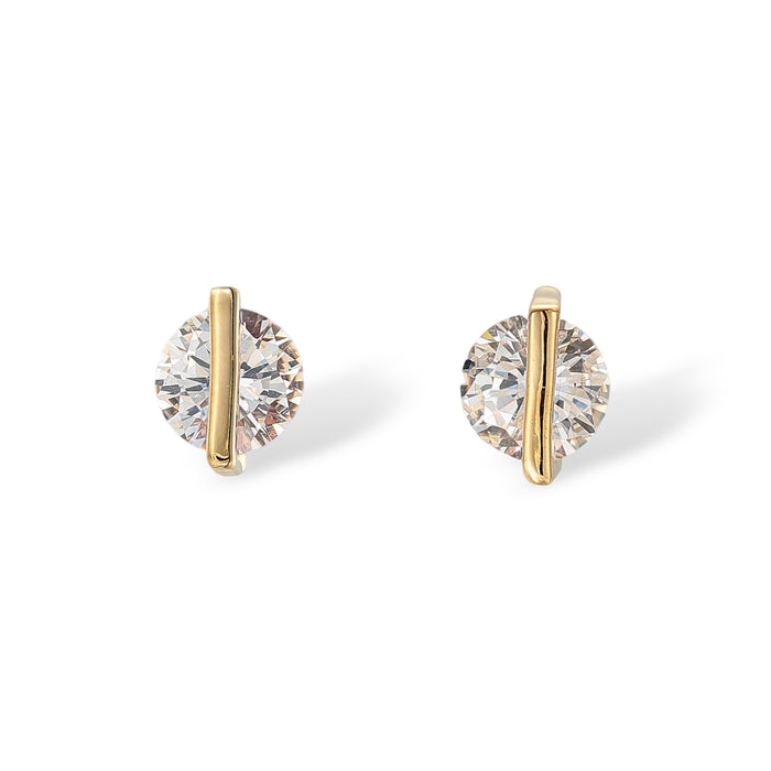 Jacquette 14K Gold Geometric Vertical Round Stud Earrings