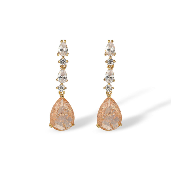Janna Orange Teardrop Drop Earrings & Necklace Set