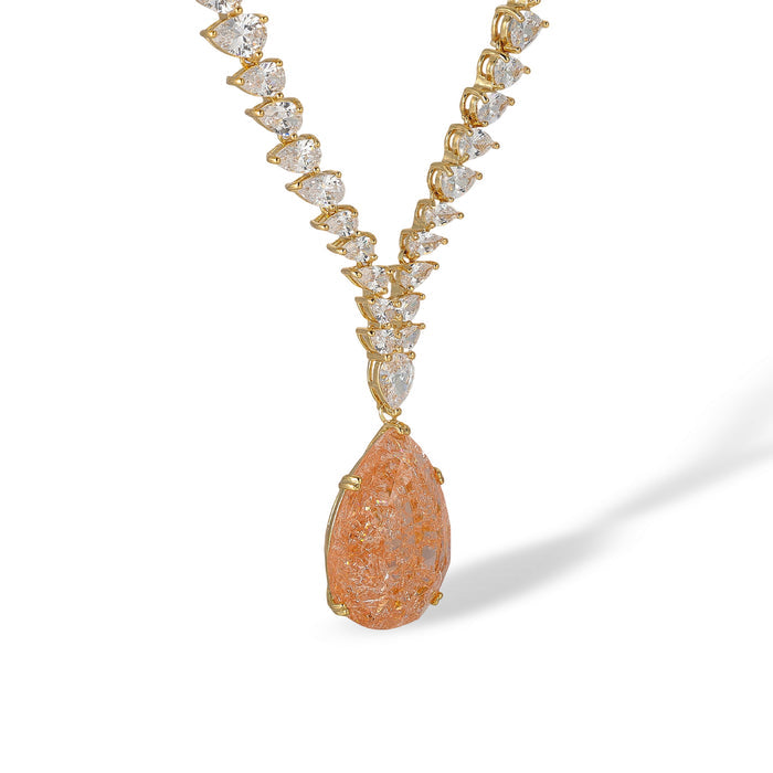 Janna Orange Teardrop Drop Earrings & Necklace Set
