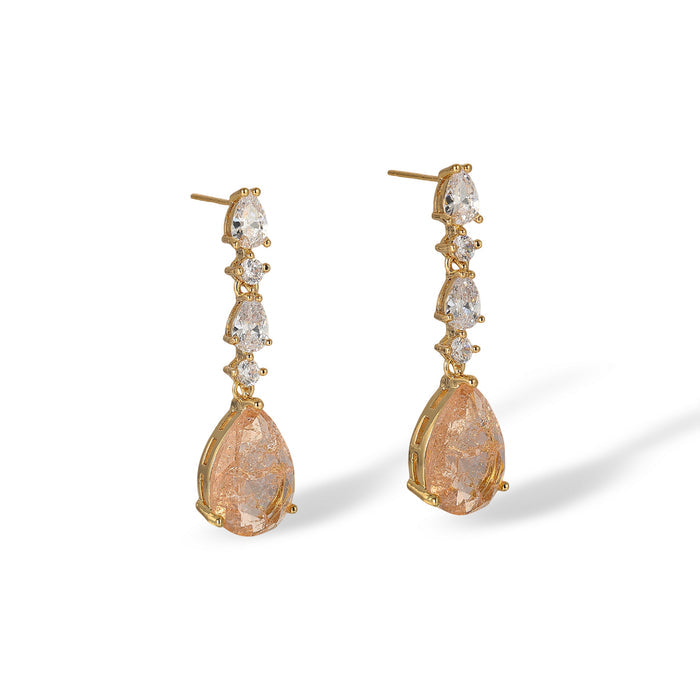 Janna Orange Teardrop Drop Earrings & Necklace Set