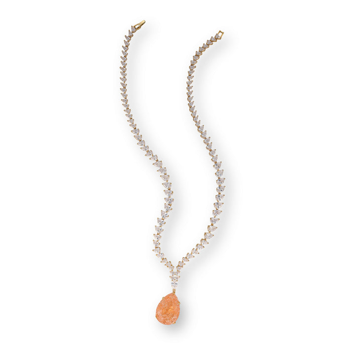 Janna Orange Teardrop Drop Earrings & Necklace Set