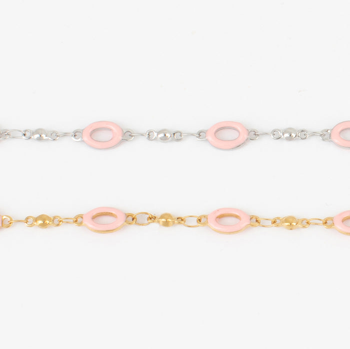 gold stainless / Oval Pink