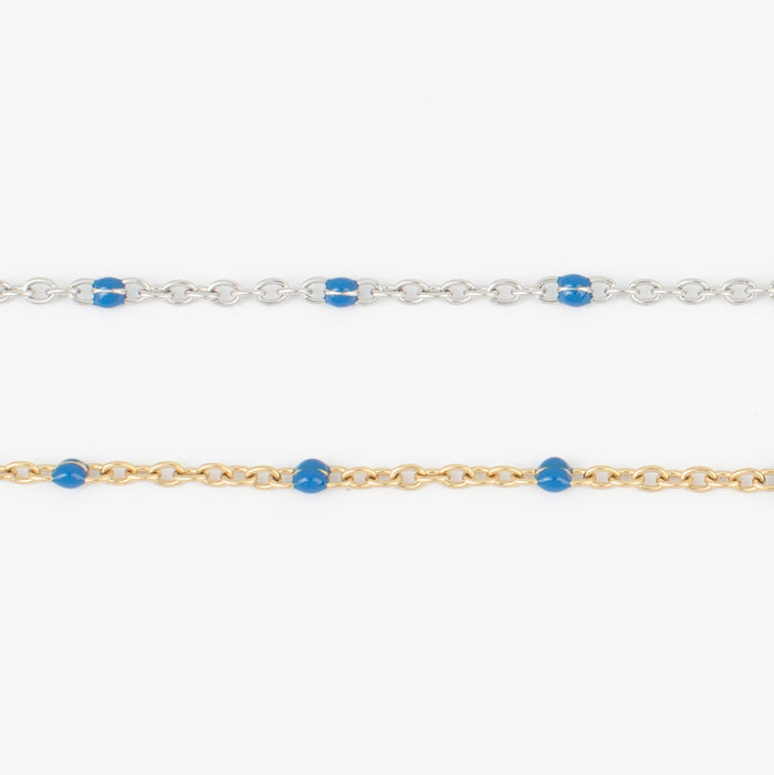 gold stainless / Dot Royal Blue Enamel