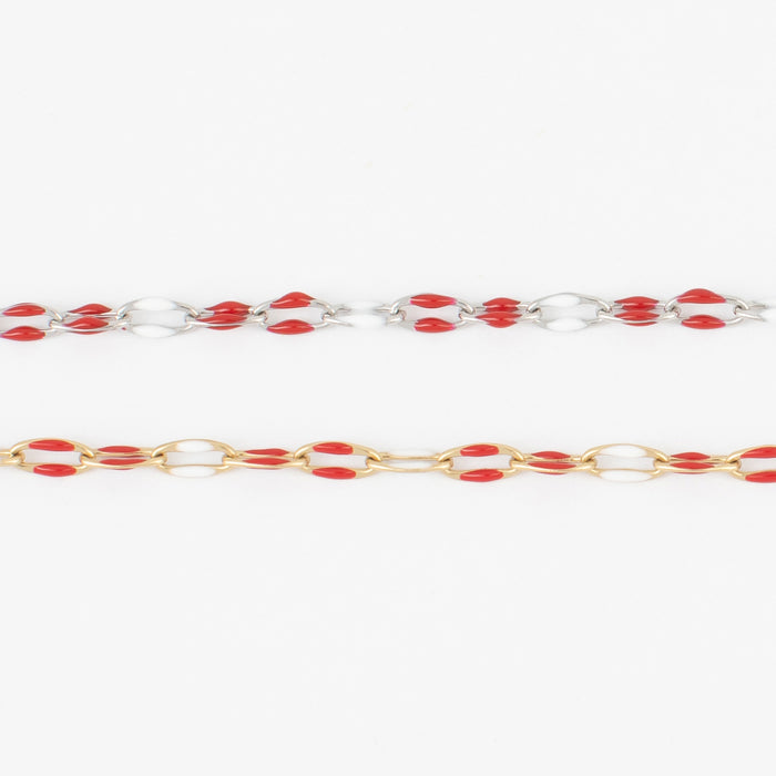 gold stainless / Red & White