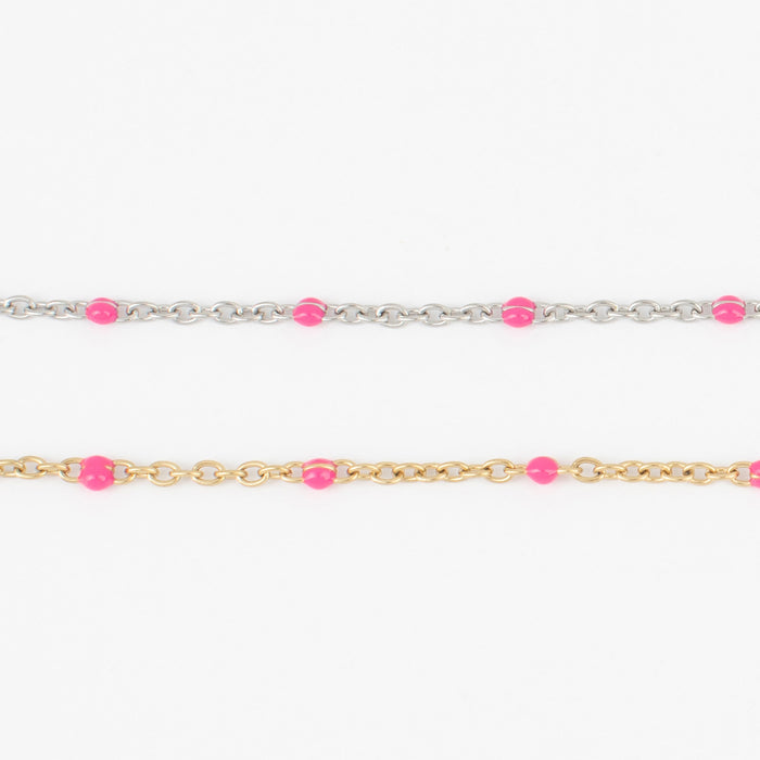 gold stainless / Dot Pink