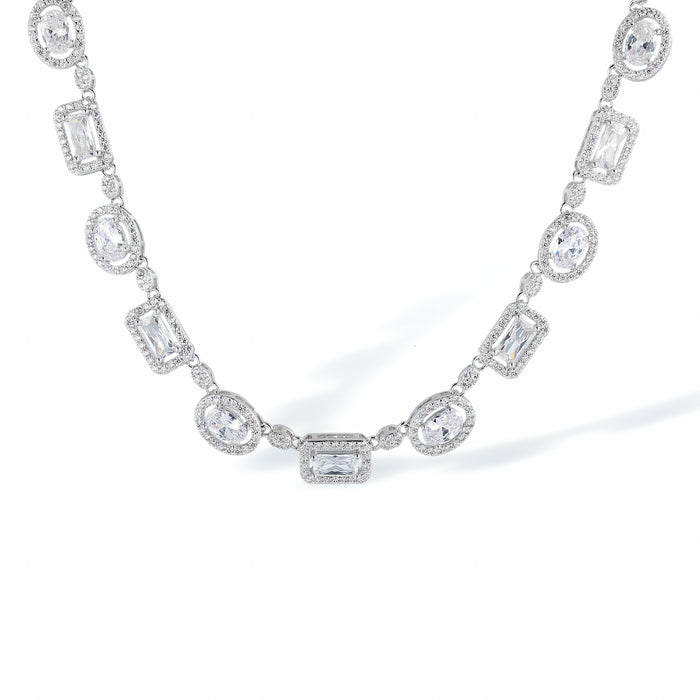 Jeromine White Rectangular Oval Necklace