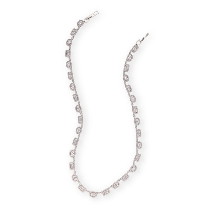 Jeromine White Rectangular Oval Necklace