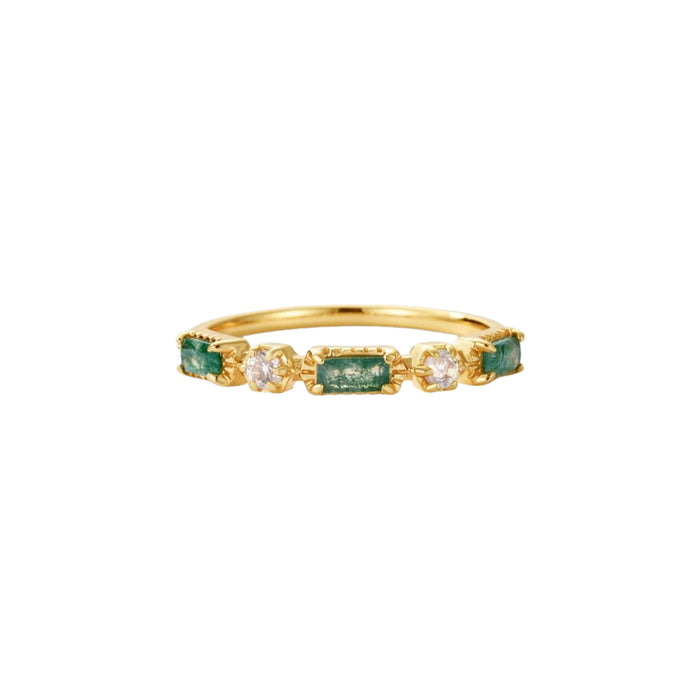 Joceline Green Moss Baguette Ring