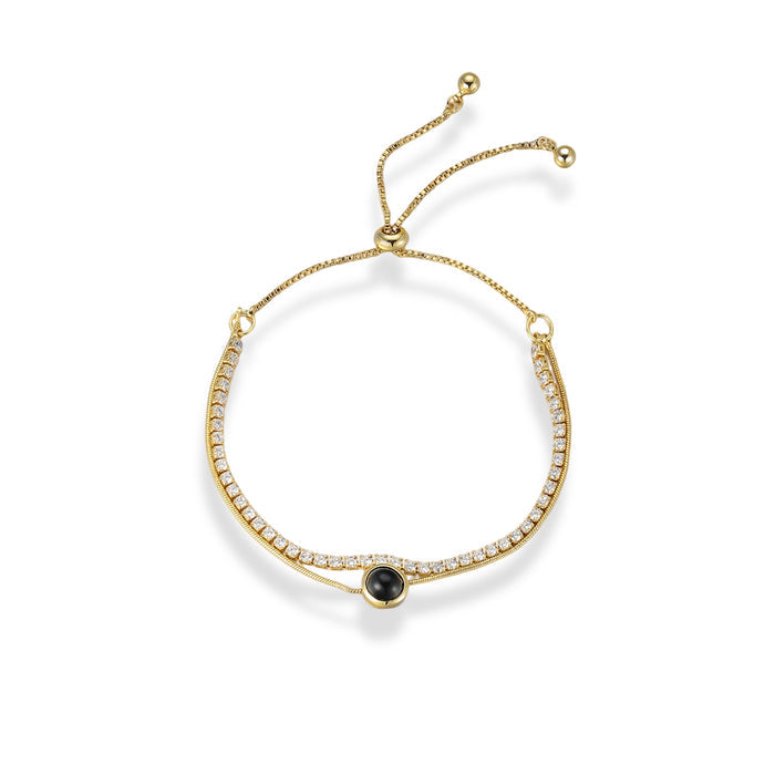 Joline 14K Gold Round Natural Stone Bracelet