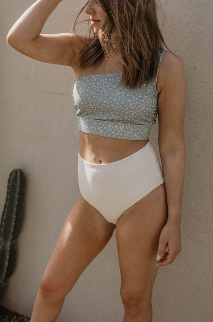 Joy High Waisted Bottoms | Cream Modest Swimsuit