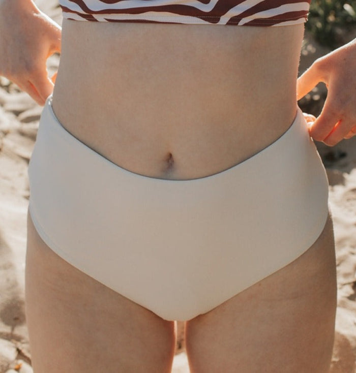 Joy High Waisted Bottoms | Cream Modest Swimsuit