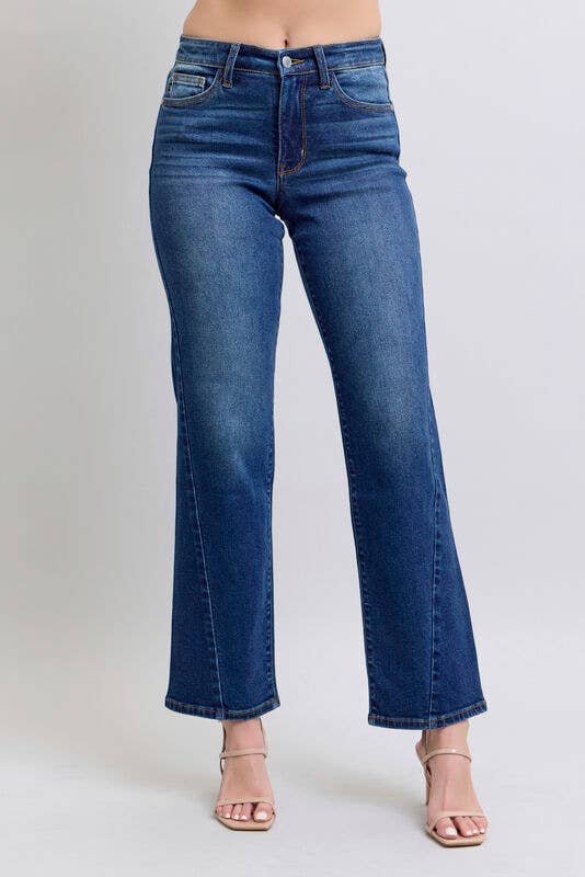 Judy Blue Mid Rise Side Seam Detail Straight Fit (28" inseam)