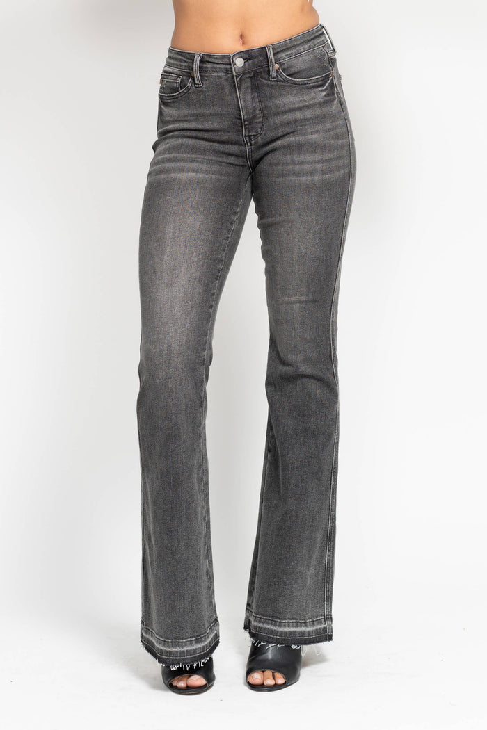 Judy Blue Tummy Control Washed Gray Release Hem Flare (33 1/2" inseam)
