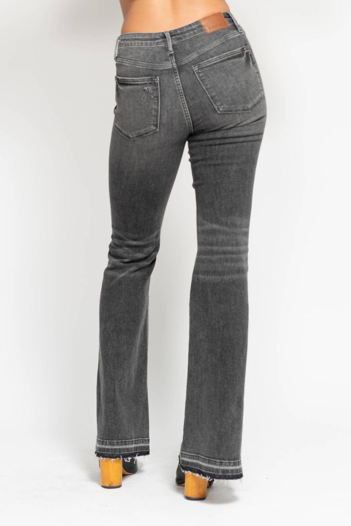 Judy Blue Tummy Control Washed Gray Release Hem Flare (33 1/2" inseam)