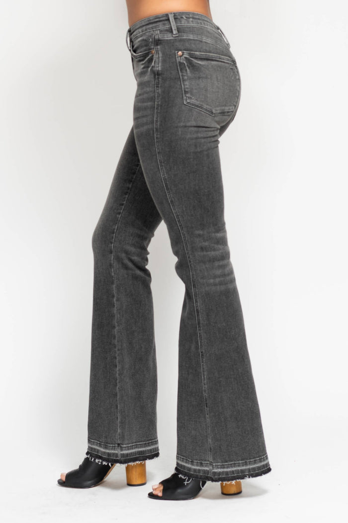 Judy Blue Tummy Control Washed Gray Release Hem Flare (33 1/2" inseam)