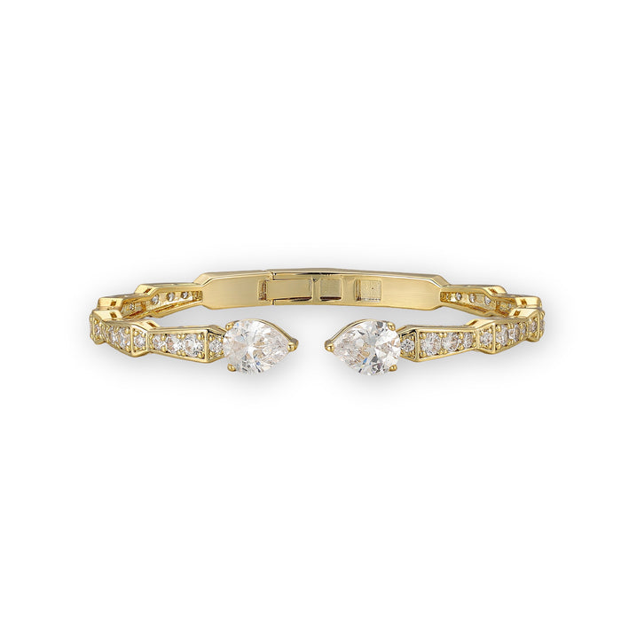 Juliana 14K Gold Dual Teardrop Open Bangle