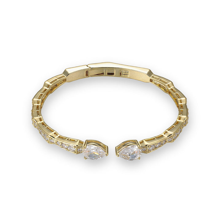 Juliana 14K Gold Dual Teardrop Open Bangle