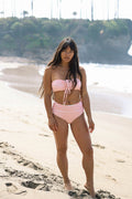 Kate Bikini Top | Pink Striped Convertible Halter & Bandeau