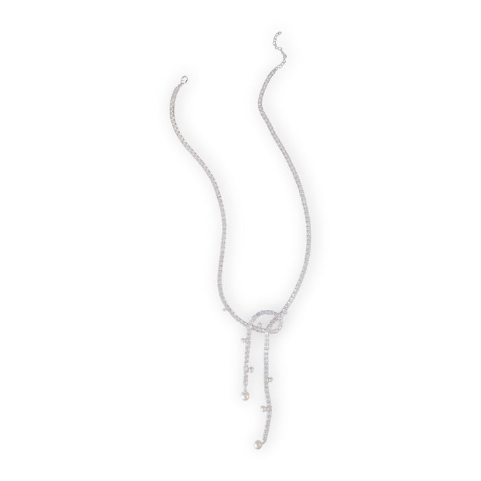 Kirstin White Knot Tassel Pearl Necklace