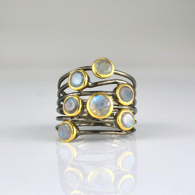 Labradorite multi stone ring - mixed metal