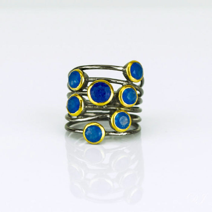 Lapis Ring, September Birthstone, Lapis Lazuli Ring, Mixed Metal Ring, Boho Ring, Bezel Set Ring
