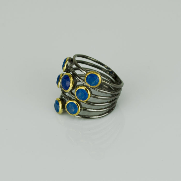 Lapis Ring, September Birthstone, Lapis Lazuli Ring, Mixed Metal Ring, Boho Ring, Bezel Set Ring