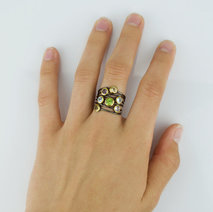 Lapis Ring, September Birthstone, Lapis Lazuli Ring, Mixed Metal Ring, Boho Ring, Bezel Set Ring