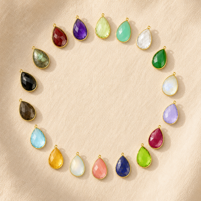 Large Teardrop Birthstone Bezel Pendant Addition [18x25]