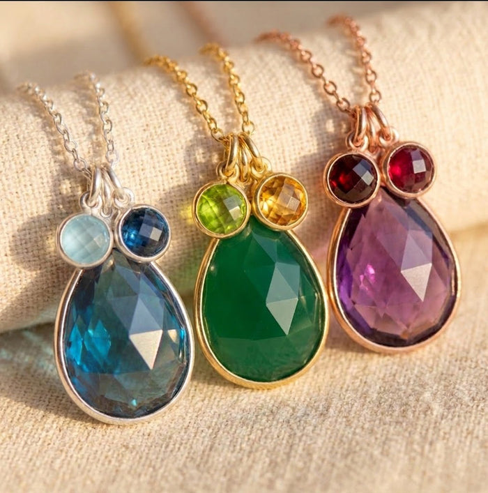 Large Teardrop Birthstone Bezel Pendant Addition [18x25]