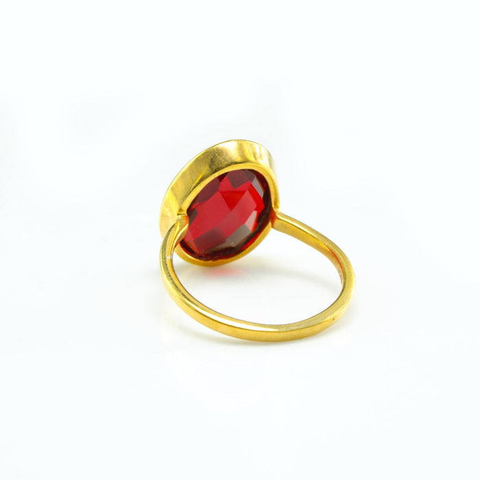 Large Teardrop Garnet Ring, Bezel Set January Birthstone Ring in Sterling Silver, Gold or Rose Gold
